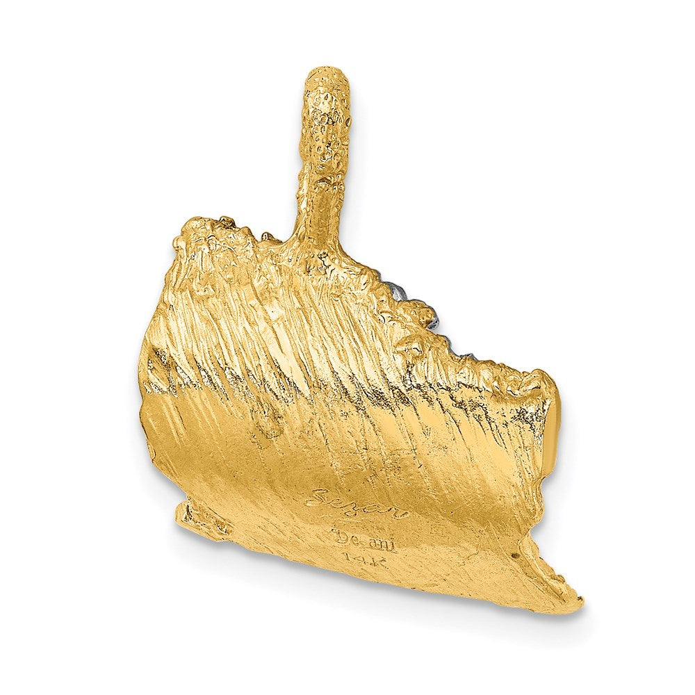 14k Yellow & Rhodium 17.8 mm 3-D Surfer In Wave Charm (4.29 grams)