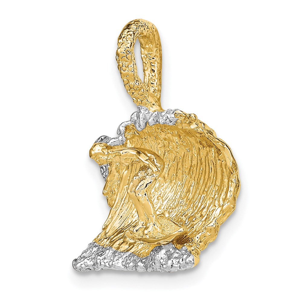 14k Yellow & Rhodium 17.8 mm 3-D Surfer In Wave Charm (4.29 grams)