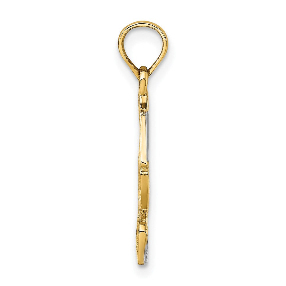 14k Yellow & Rhodium 6 mm Pelican Standing Charm (0.71 grams)