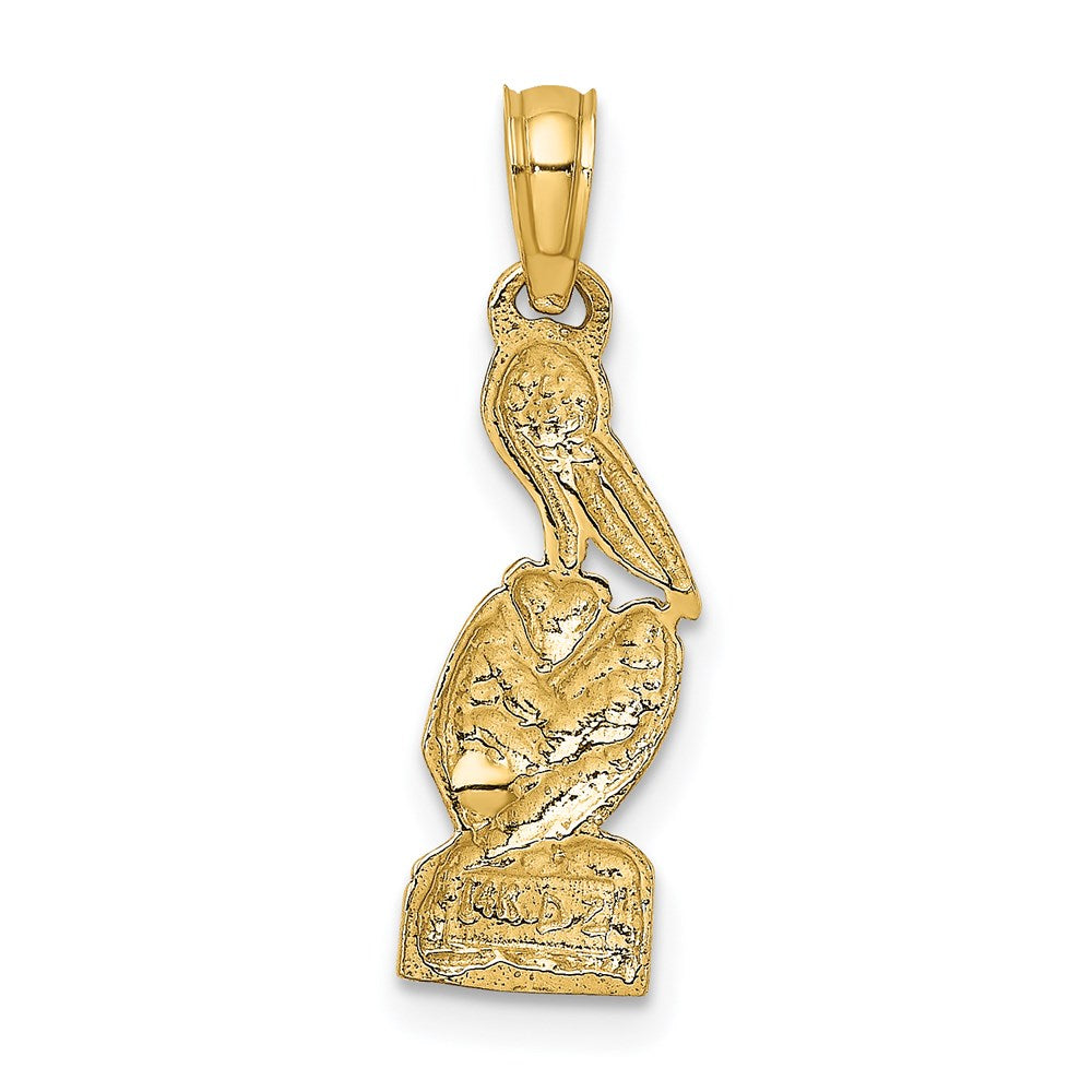 14k Yellow & Rhodium 6 mm Pelican Standing Charm (0.71 grams)