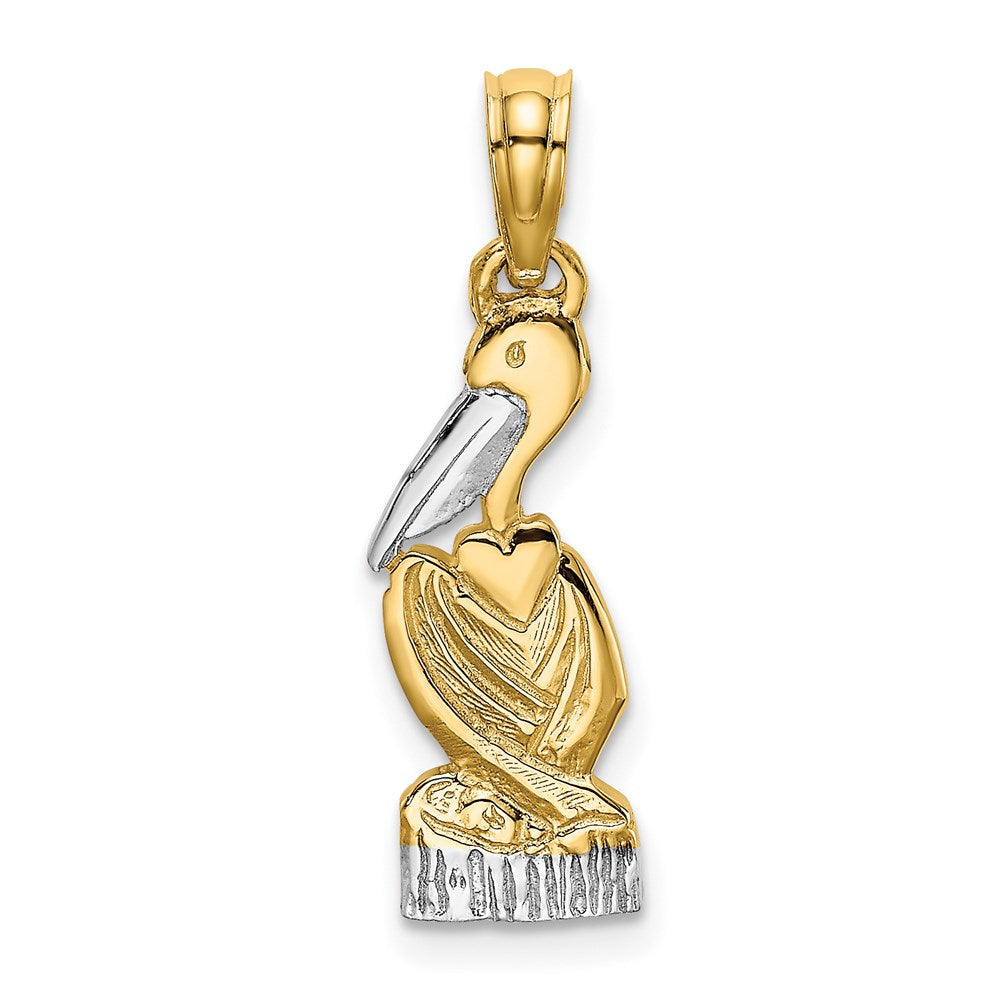 14k Yellow & Rhodium 6 mm Pelican Standing Charm (0.71 grams)