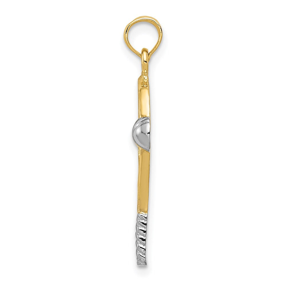 14k Yellow & Rhodium 10 mm Polished Tennis Racquet Pendant (1.08 grams)