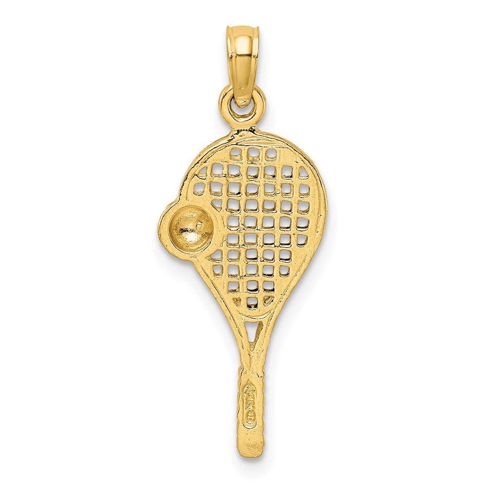 14k Yellow & Rhodium 10 mm Polished Tennis Racquet Pendant (1.08 grams)