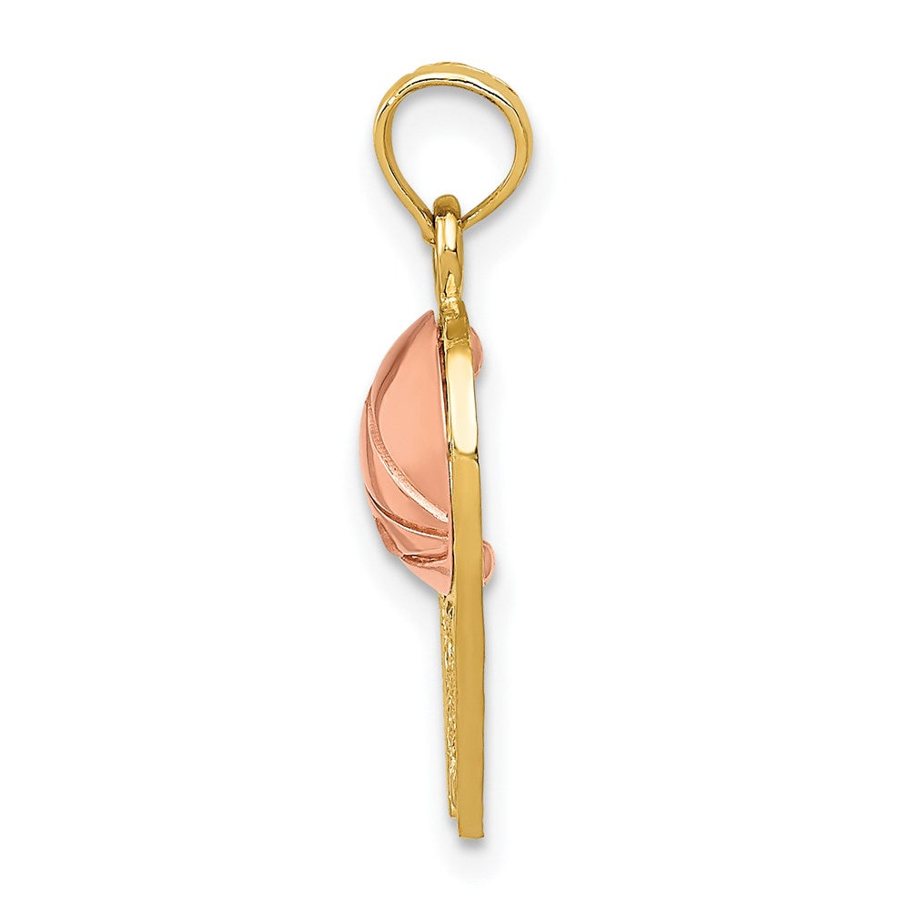 14k Two-tone 12 mm Basketball Hoop with Ball Pendant (0.98 grams)