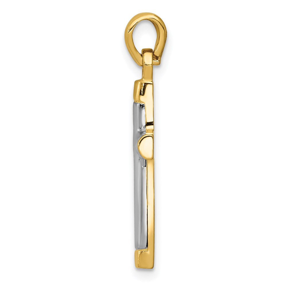 14k Yellow & Rhodium 12 mm Cross Pendant (2.07 grams)