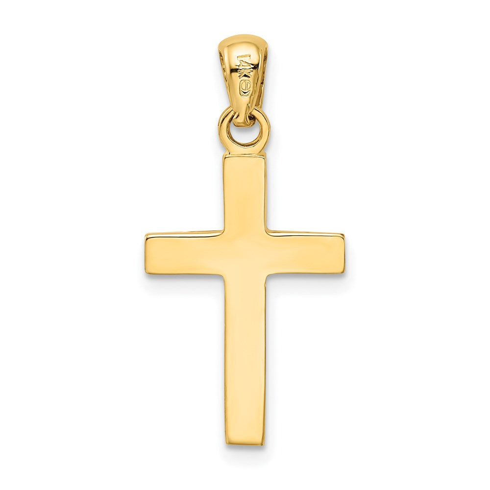 14k Yellow & Rhodium 12 mm Cross Pendant (2.07 grams)
