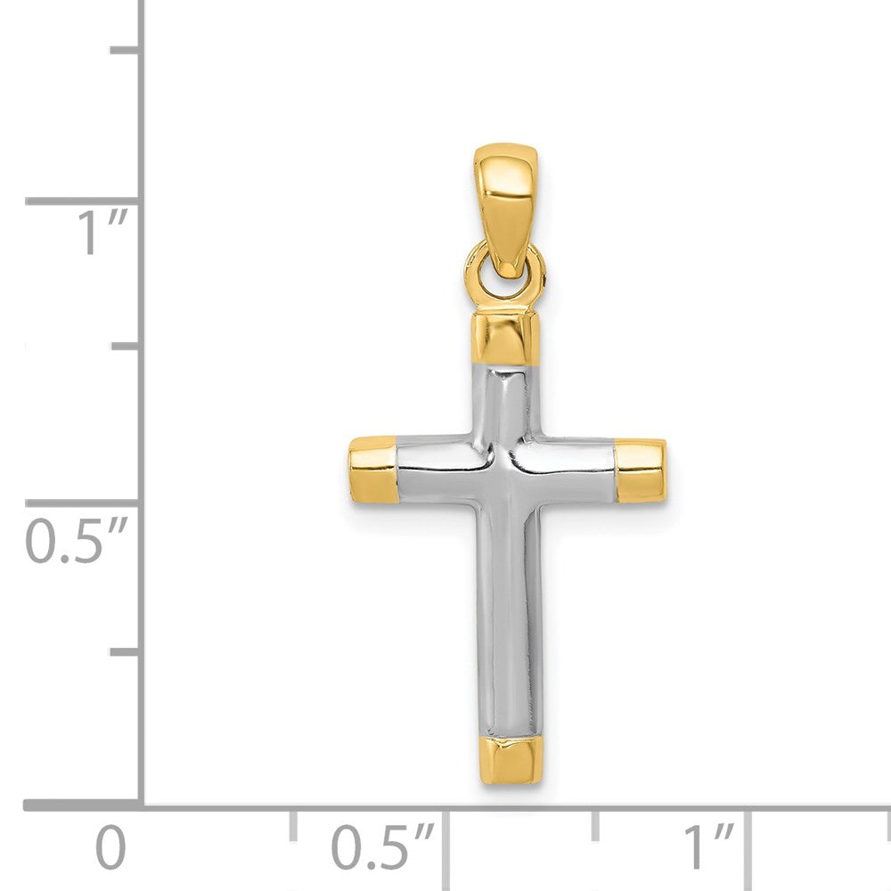 14k Yellow & Rhodium 12 mm Cross Pendant (2.07 grams)