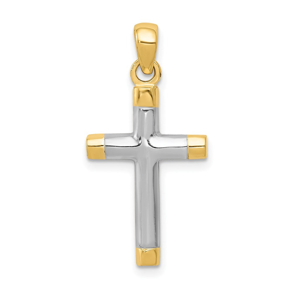 14k Yellow & Rhodium 12 mm Cross Pendant (2.07 grams)