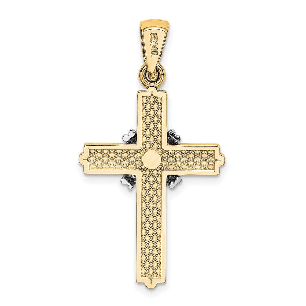 14k Yellow & Rhodium 19.45 mm Passion Cross Pendant (3.76 grams)