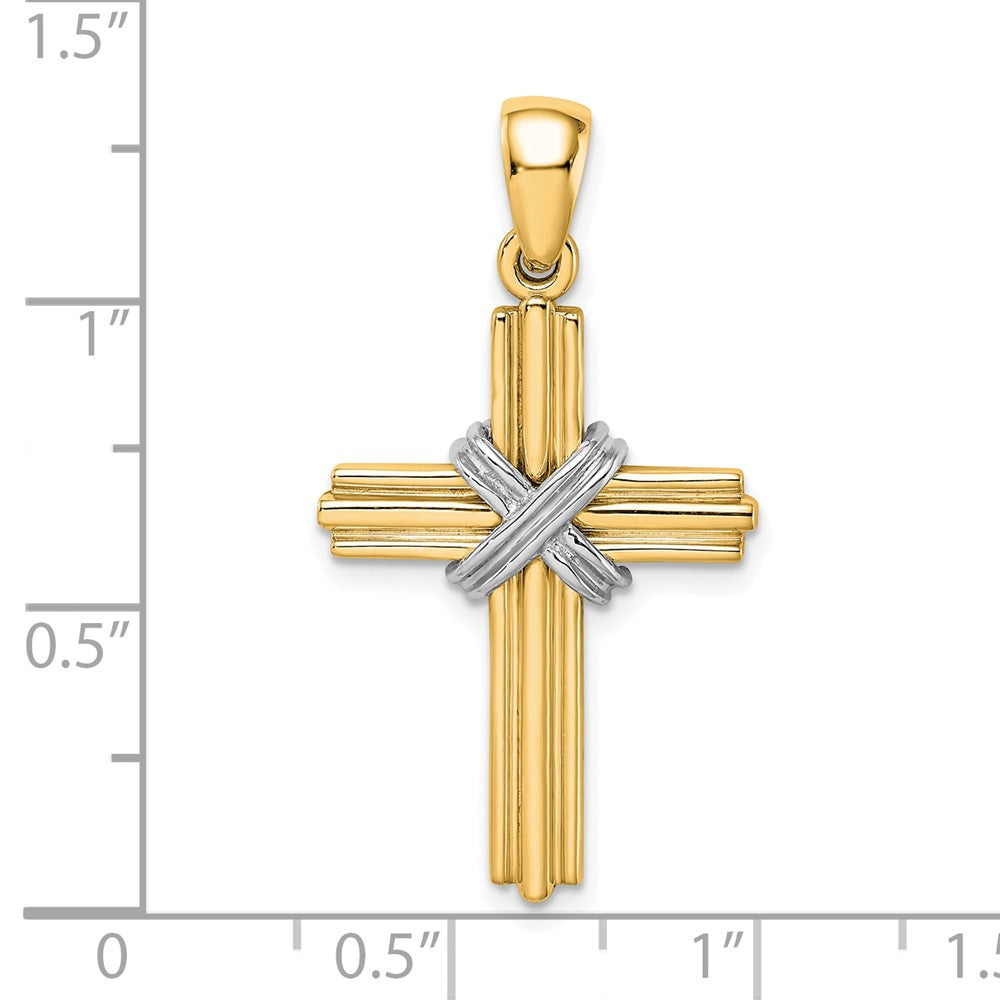 14k Yellow & Rhodium 19.45 mm Passion Cross Pendant (3.76 grams)