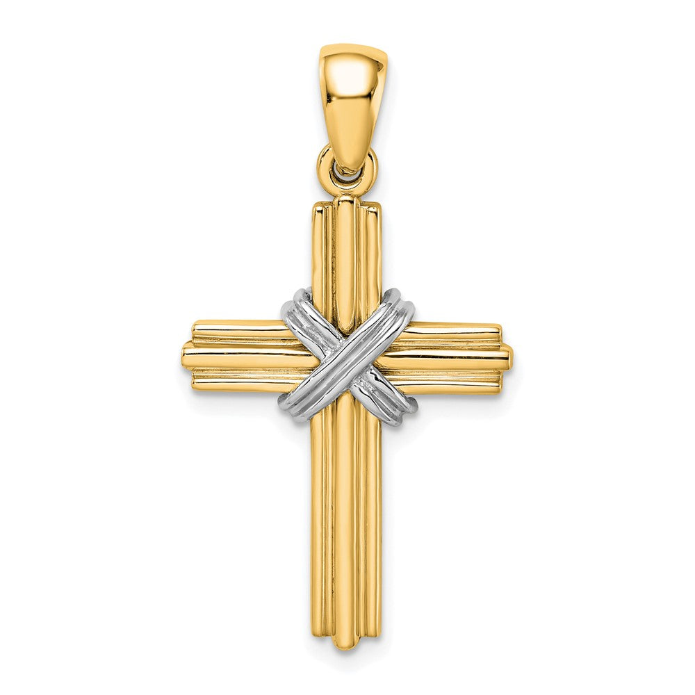 14k Yellow & Rhodium 19.45 mm Passion Cross Pendant (3.76 grams)