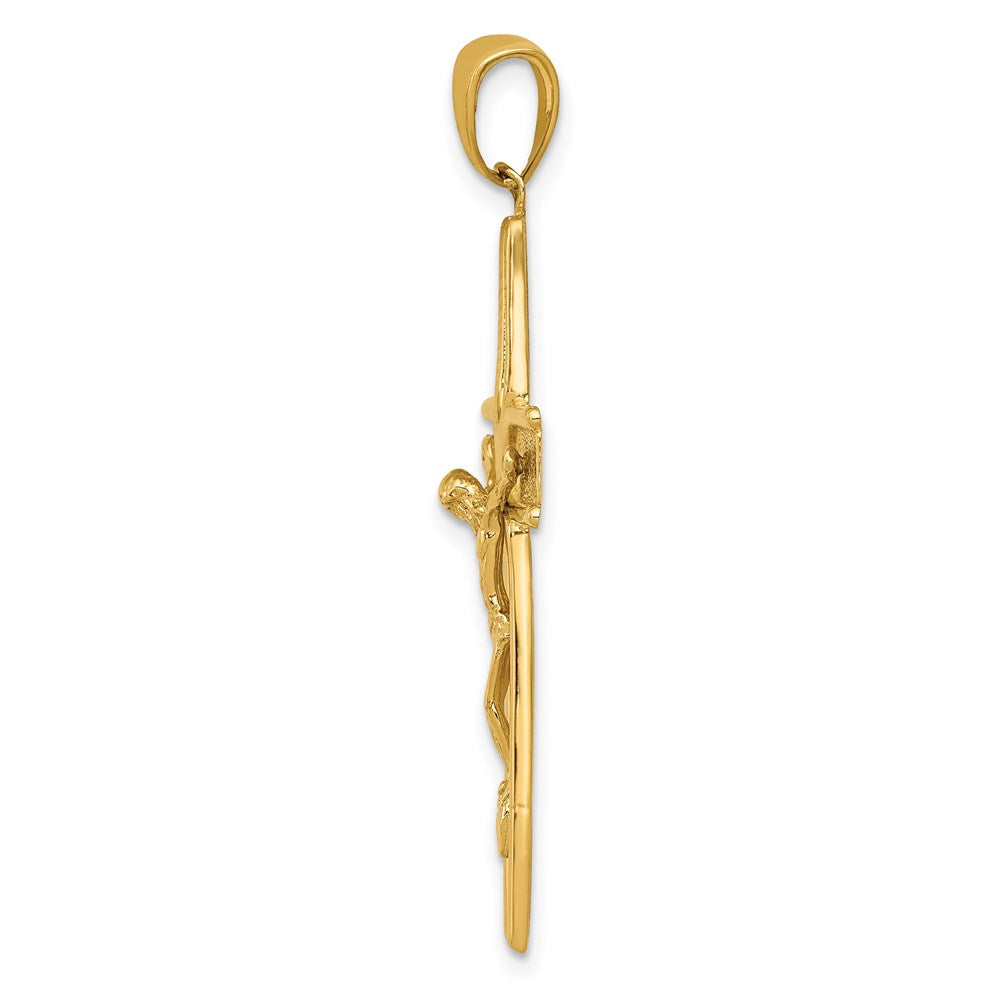 14k Yellow Gold 22 mm Satin Finish Crucifix Pendant (2.82 grams)
