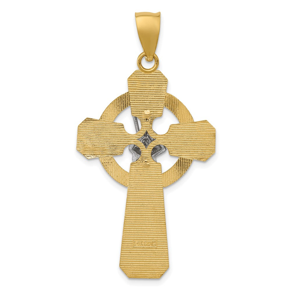 14k Two-tone 24 mm St. Patrick Celtic Cross Pendant (3.85 grams)