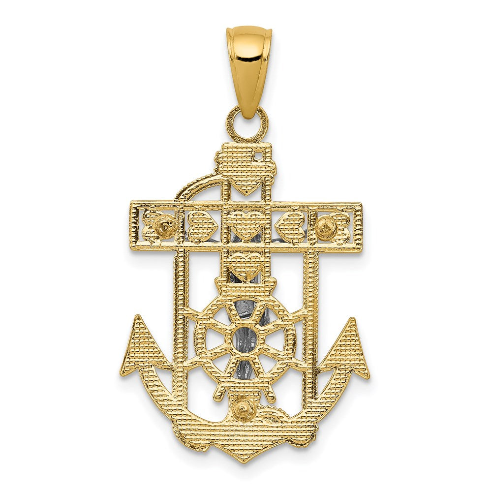 14k Two-tone 19 mm Mariner's Crucifix Pendant (2.25 grams)