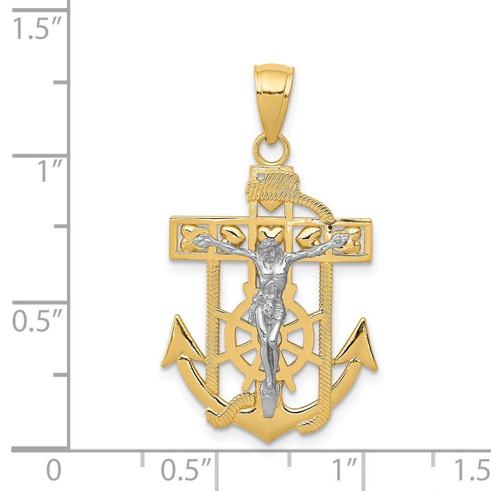 14k Two-tone 19 mm Mariner's Crucifix Pendant (2.25 grams)