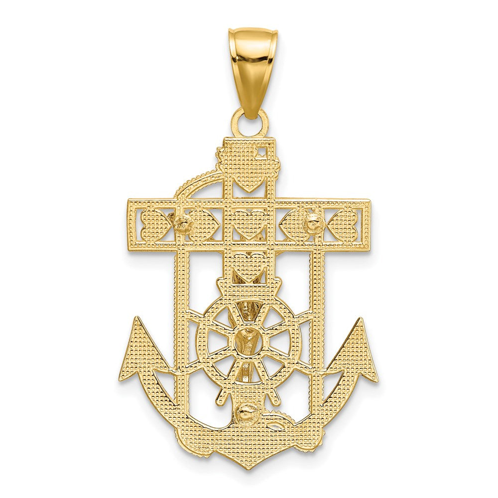 14k Two-tone 22 mm Mariner's Crucifix Pendant (2.92 grams)