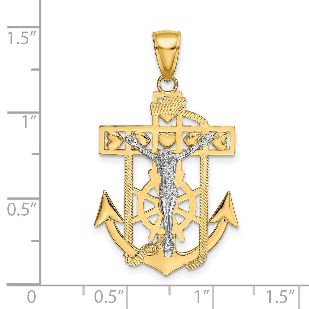 14k Two-tone 22 mm Mariner's Crucifix Pendant (2.92 grams)