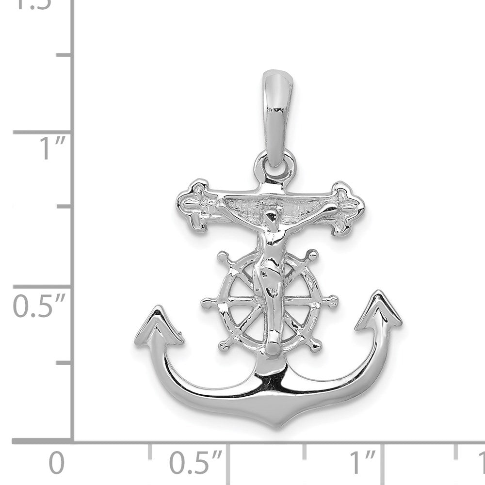 14k White Gold 30 mm Mariner's Cross Pendant (1.9 grams)