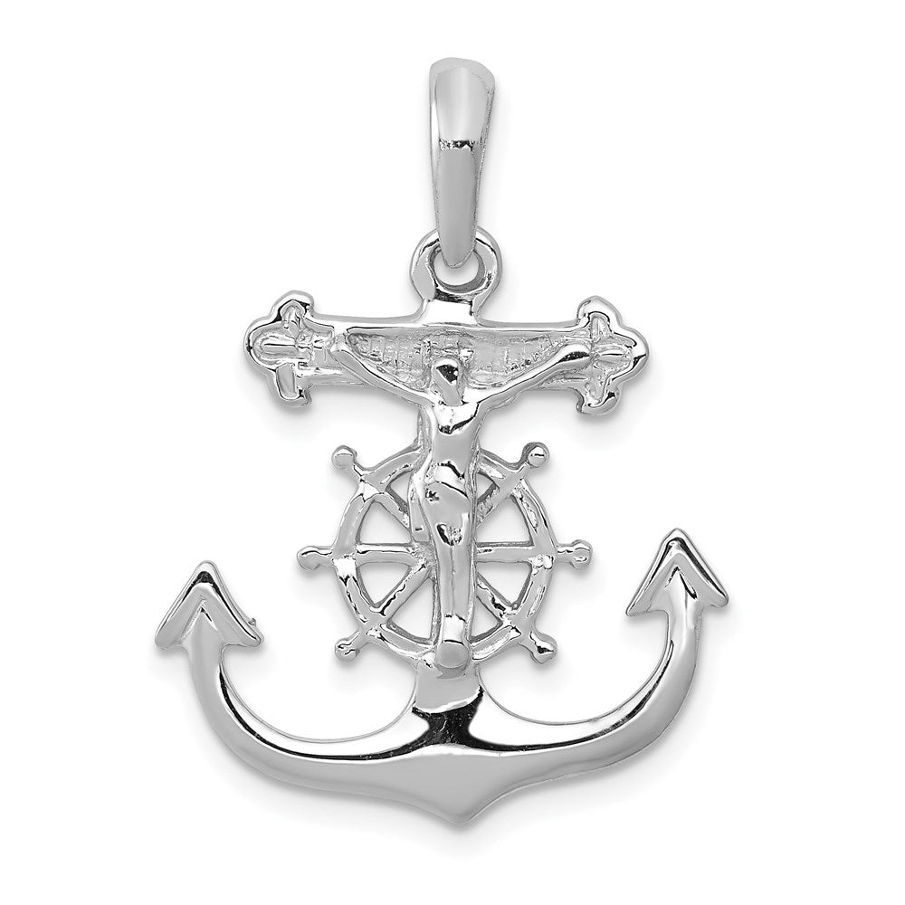 14k White Gold 30 mm Mariner's Cross Pendant (1.9 grams)