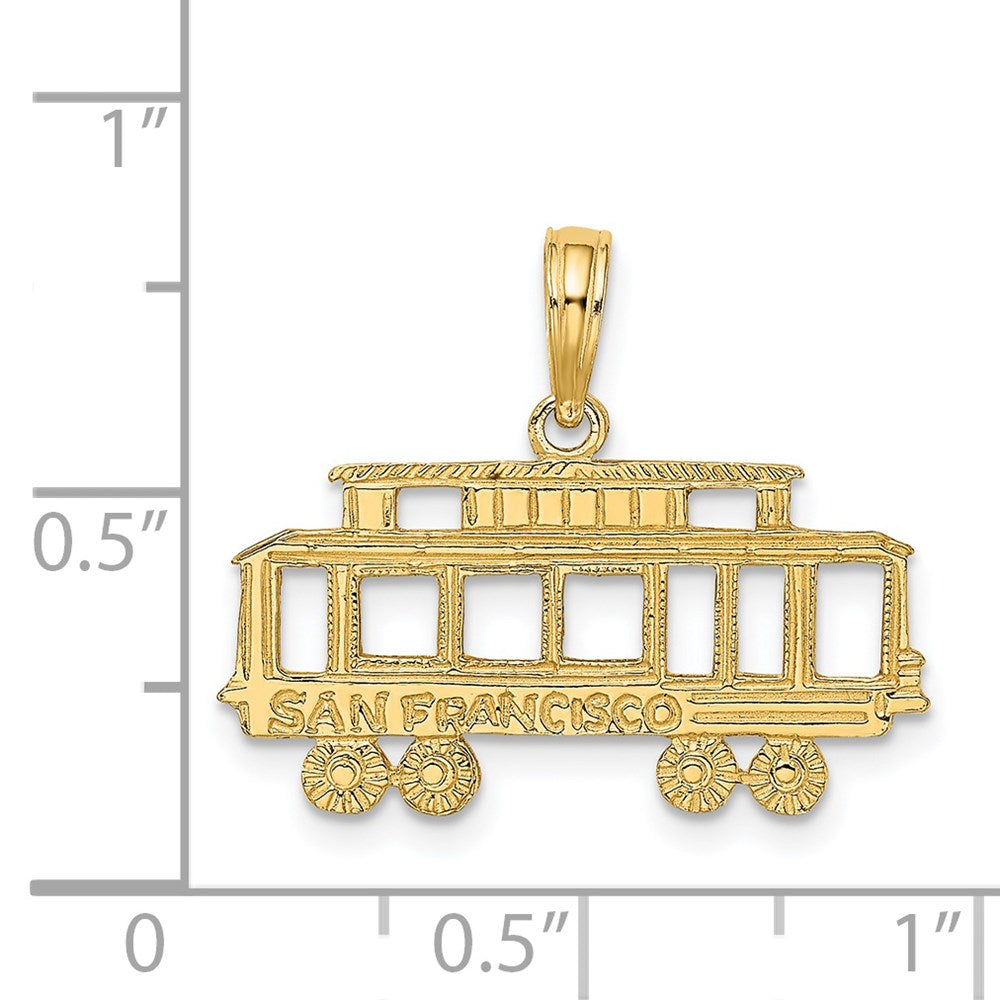 14k Yellow Gold 23.54 mm SAN FRANCISCO Cable Car Charm (1.18 grams)