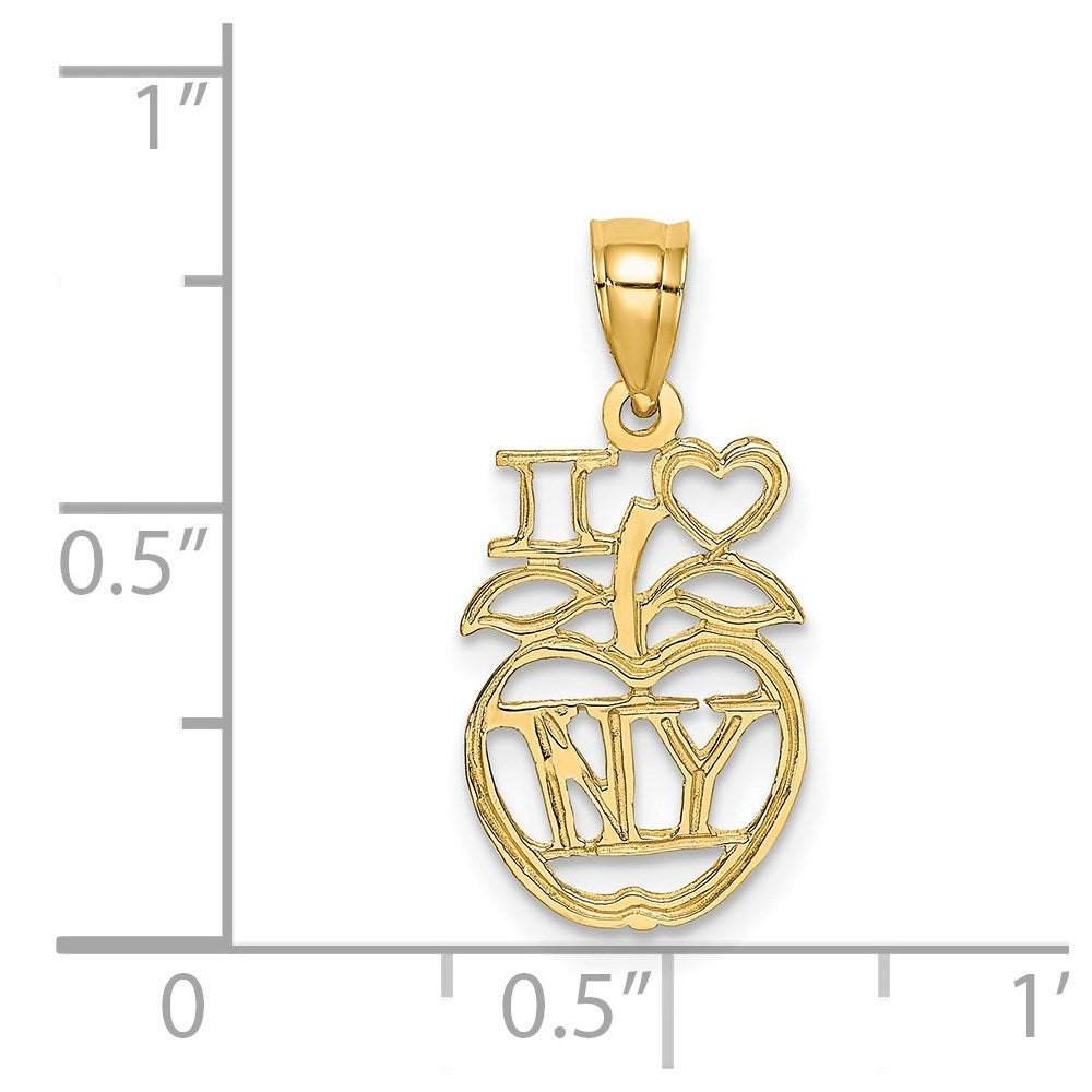 14k Yellow Gold 10.6 mm I HEART NY Apple Charm (0.52 grams)