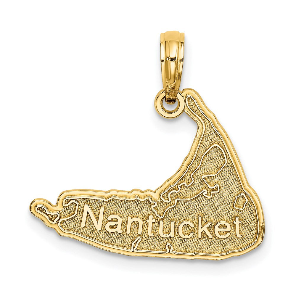 14k Yellow Gold 20.65 mm NANTUCKET Map Charm (1.06 grams)
