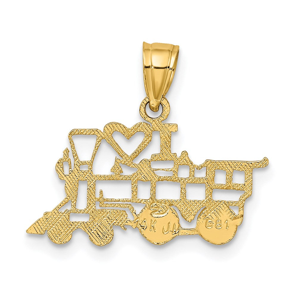 14k Yellow Gold 19.7 mm I LOVE TRAINS Charm (0.7 grams)