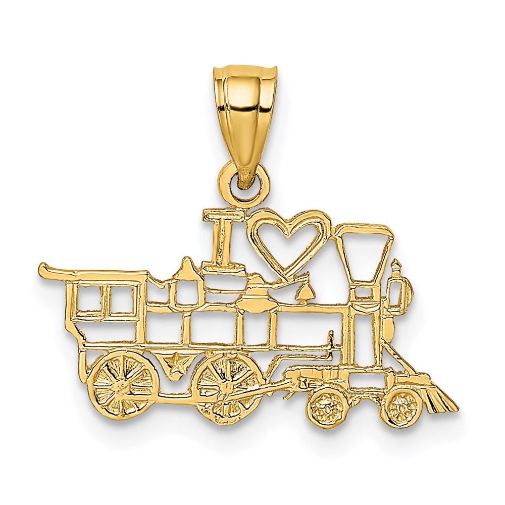 14k Yellow Gold 19.7 mm I LOVE TRAINS Charm (0.7 grams)