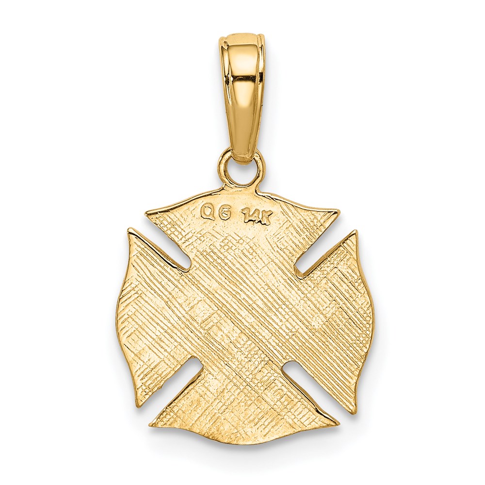 14k Yellow Gold 13 mm FIRE DEPT Shield Pendant (1.21 grams)