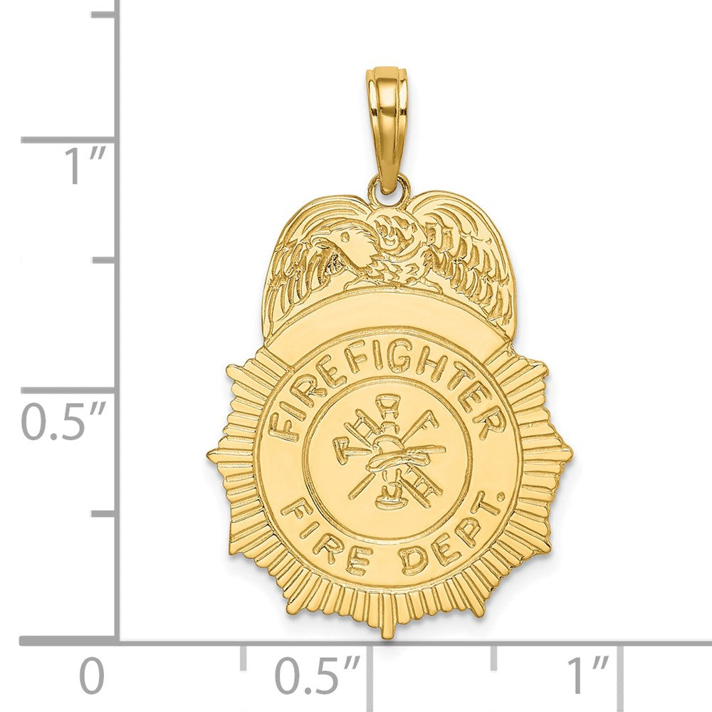 14k Yellow Gold 19.6 mm FIREFIGHTER FIRE DEPT. Badge Charm (2.22 grams)