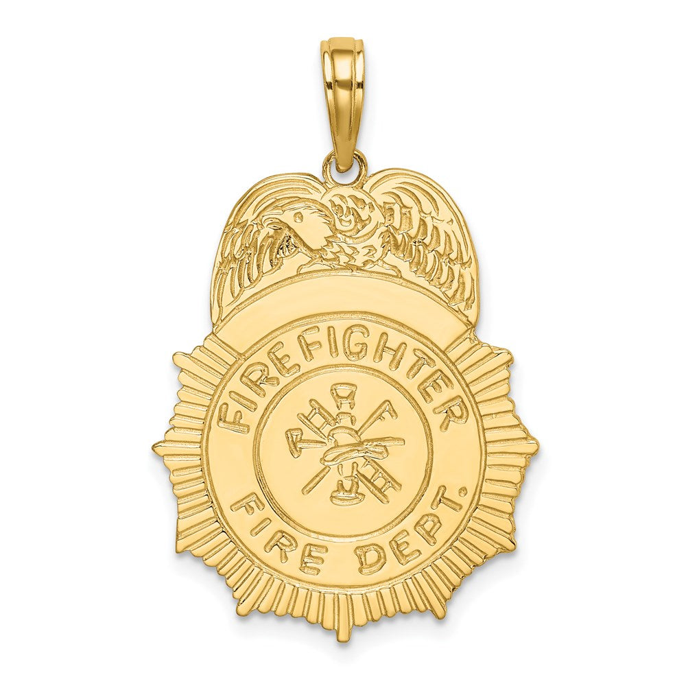 14k Yellow Gold 19.6 mm FIREFIGHTER FIRE DEPT. Badge Charm (2.22 grams)
