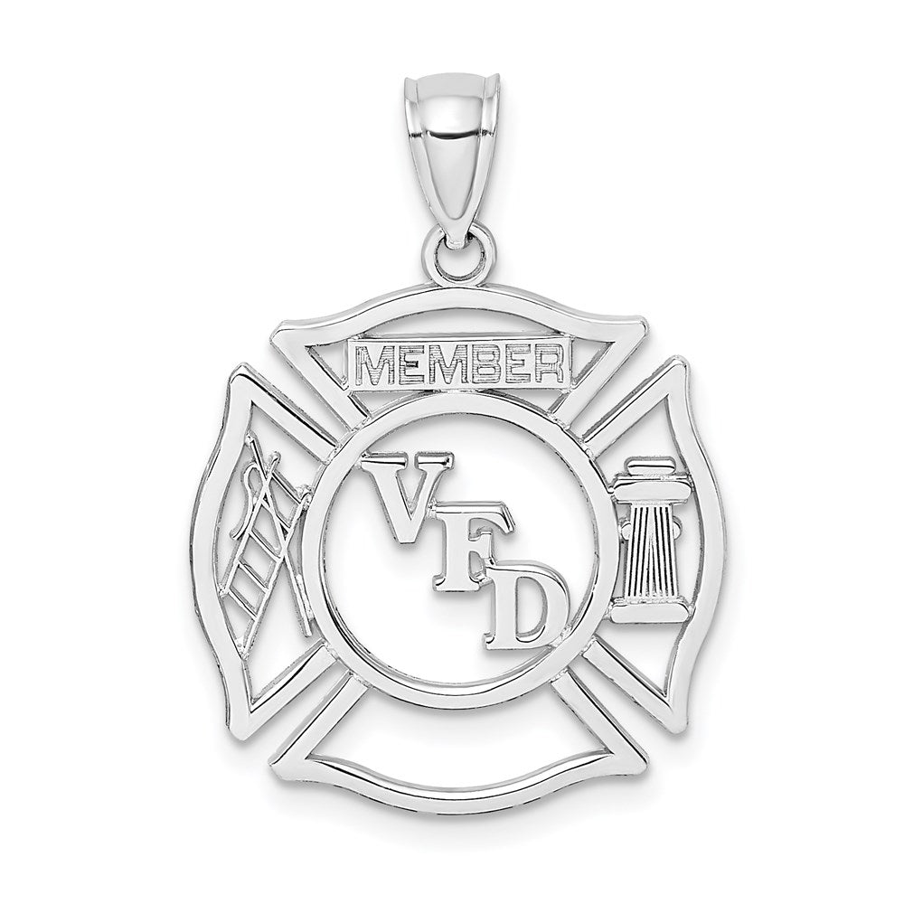14k White Gold 20.8 mm VFD Member Shield Charm (1.51 grams)