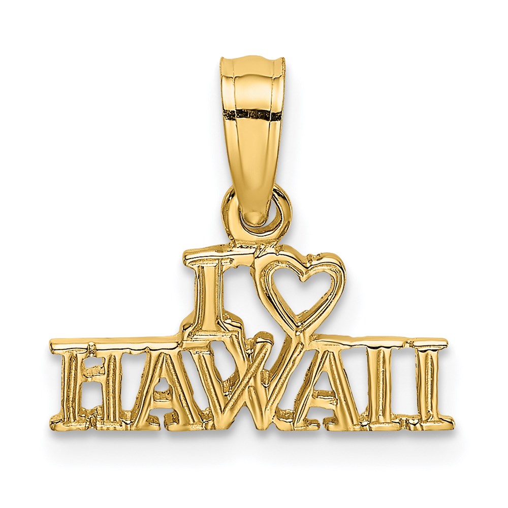14k Yellow Gold 14.3 mm I HEART HAWAII Charm (0.47 grams)