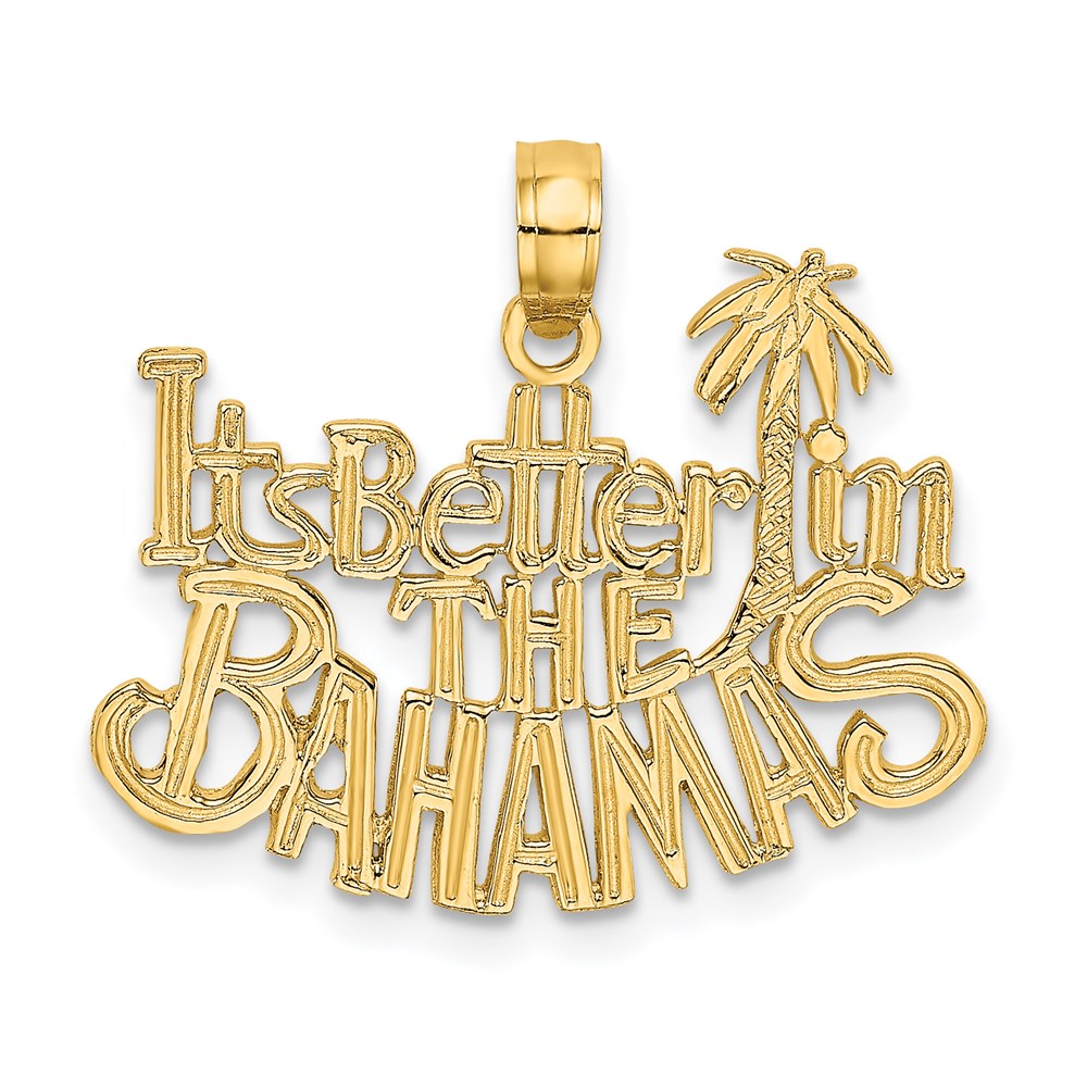 14k Yellow Gold 23.9 mm ITS BETTER IN THE BAHAMAS Charm (1.36 grams)