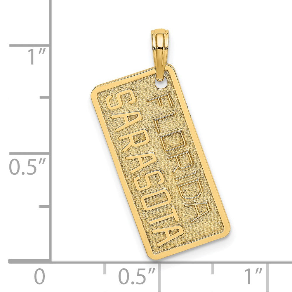 14k Yellow Gold 19.1 mm FLORIDA SARASOTA License Plate Charm (2.13 grams)