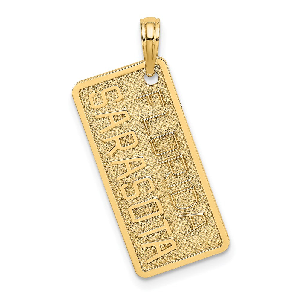 14k Yellow Gold 19.1 mm FLORIDA SARASOTA License Plate Charm (2.13 grams)