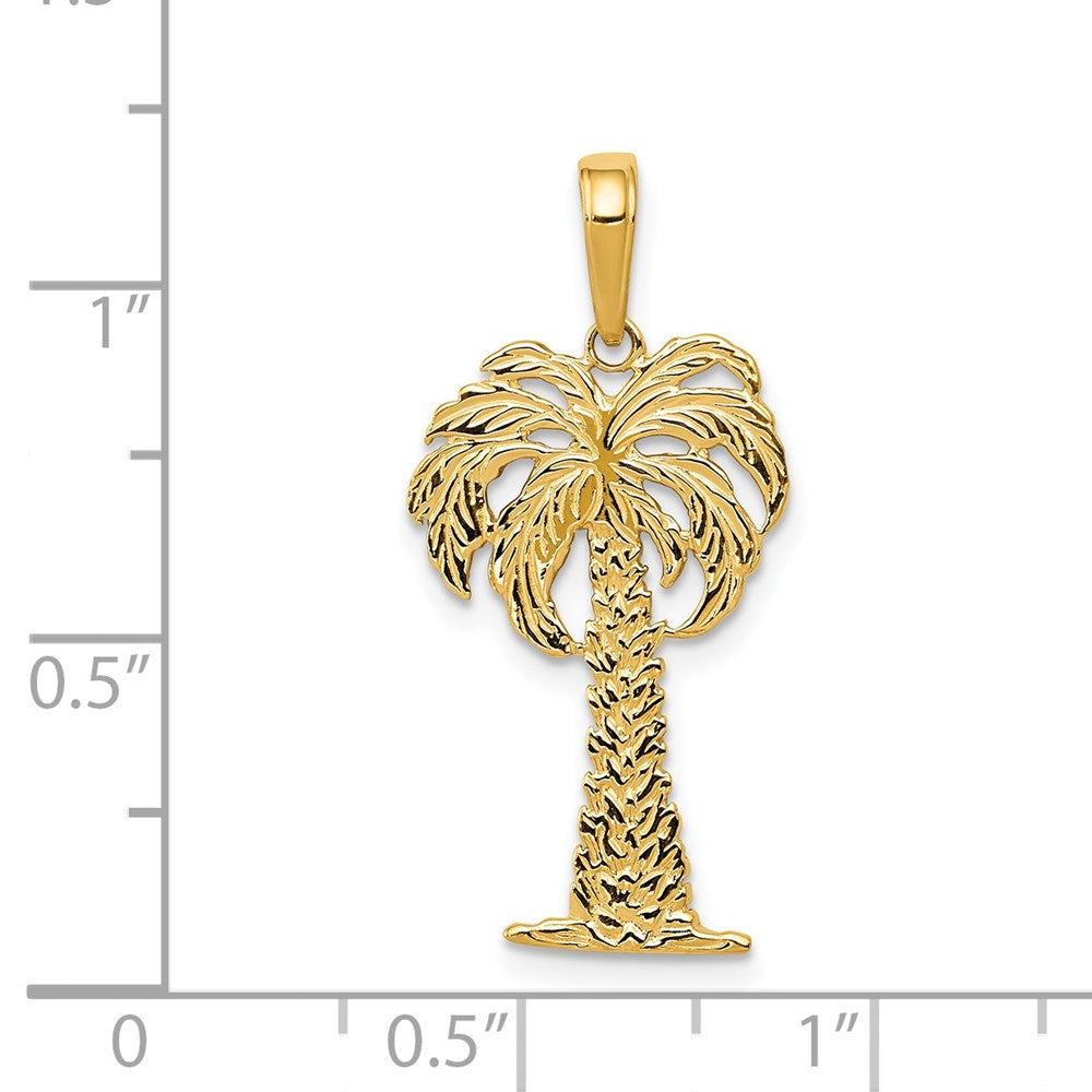 14k Yellow Gold 13.5 mm Palm Tree Pendant (1.31 grams)
