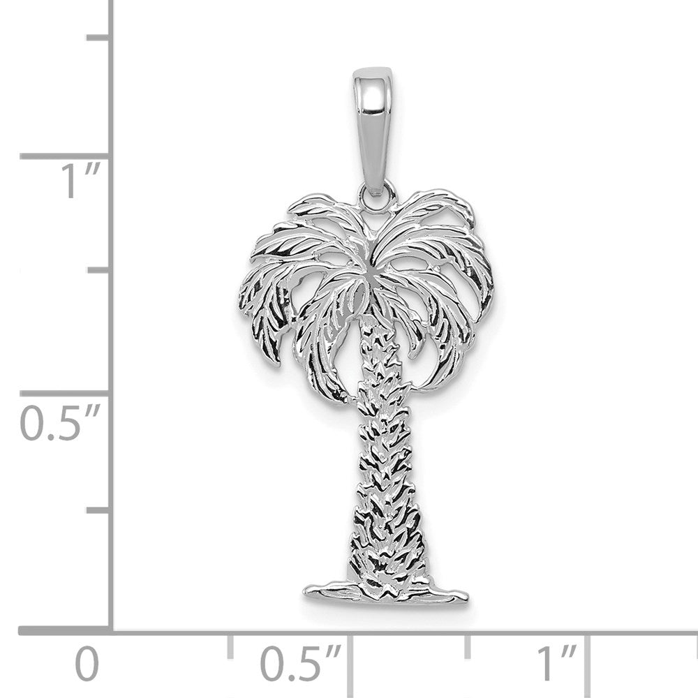 14k White Gold 13.5 mm Palm Tree Pendant (1.21 grams)