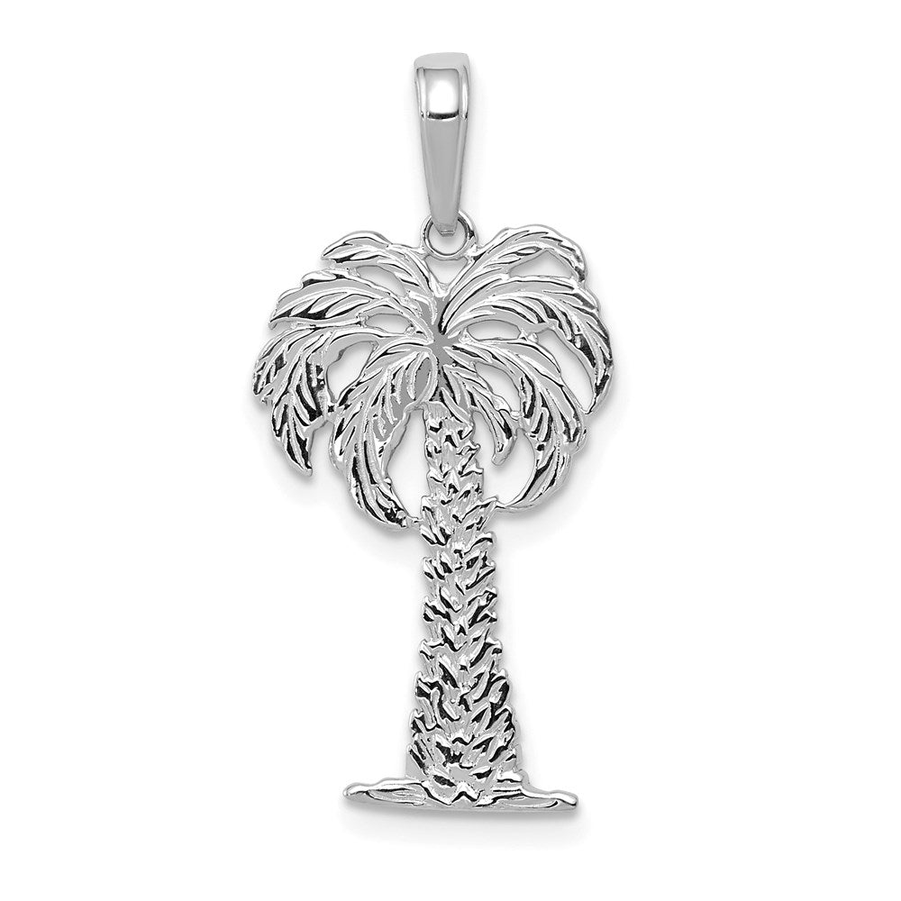 14k White Gold 13.5 mm Palm Tree Pendant (1.21 grams)