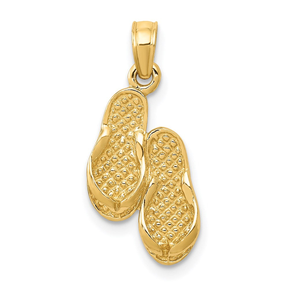 14k Yellow Gold 10 mm 3D Flip Flops Pendant (1.28 grams)