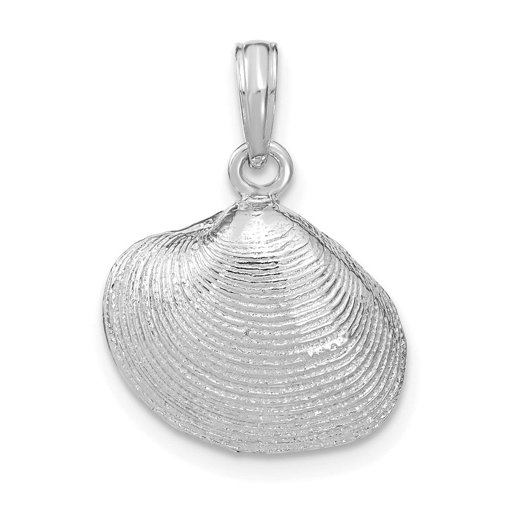 14k White Gold 16 mm Medium Clam Shell Pendant (2.15 grams)