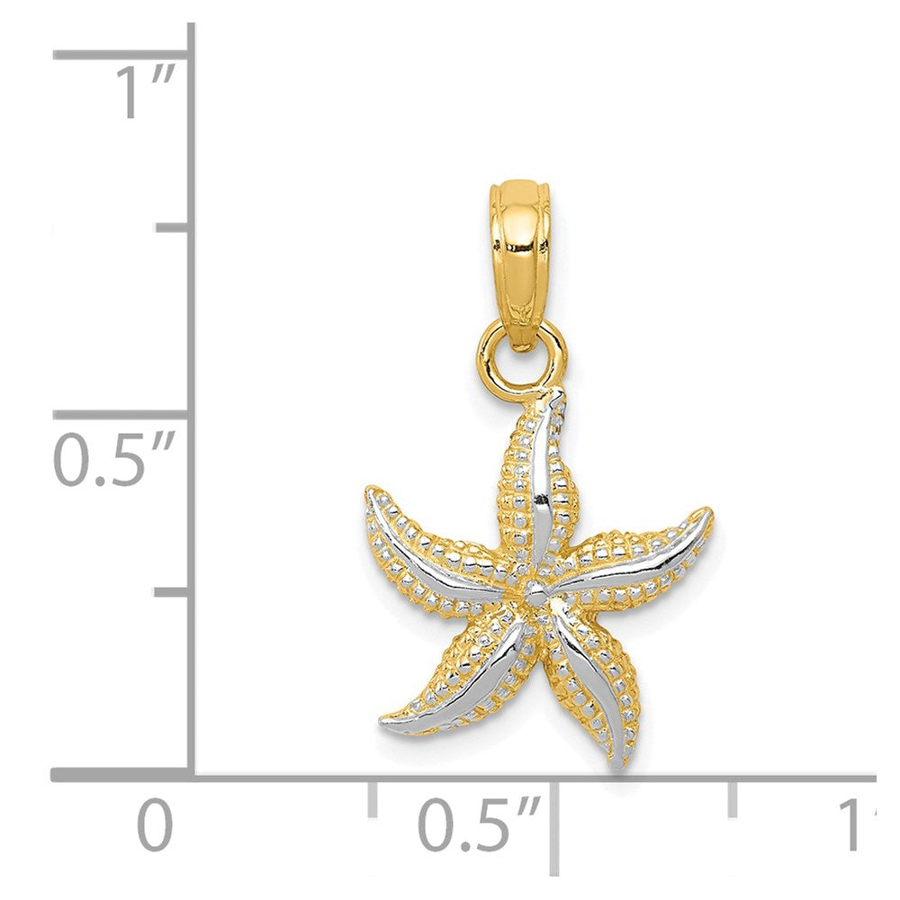 14k Yellow & Rhodium 12 mm Starfish Pendant (1.12 grams)