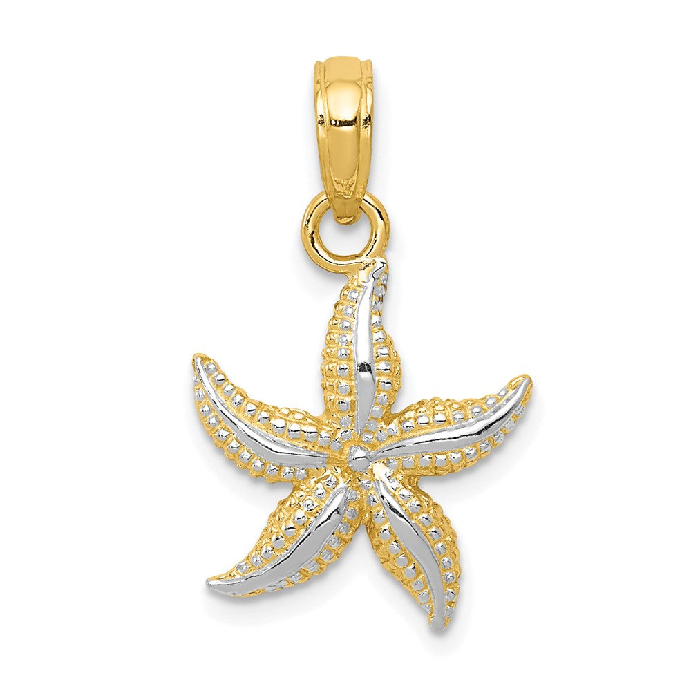 14k Yellow & Rhodium 12 mm Starfish Pendant (1.12 grams)