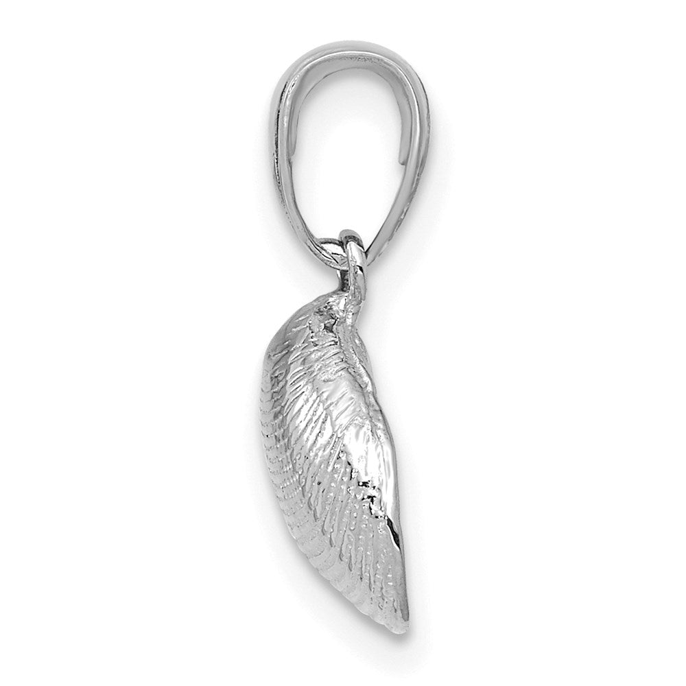 14k White Gold 12 mm Small Clam Shell Pendant (0.81 grams)