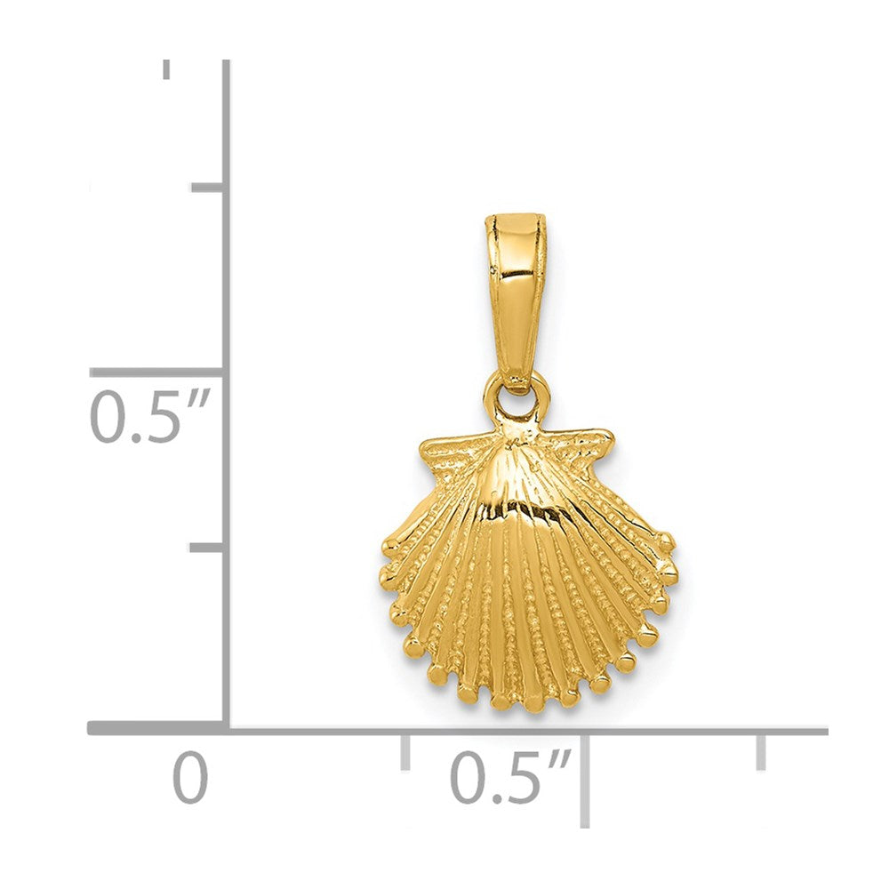 14k Yellow Gold 10 mm Scallop Shell Pendant (1.11 grams)