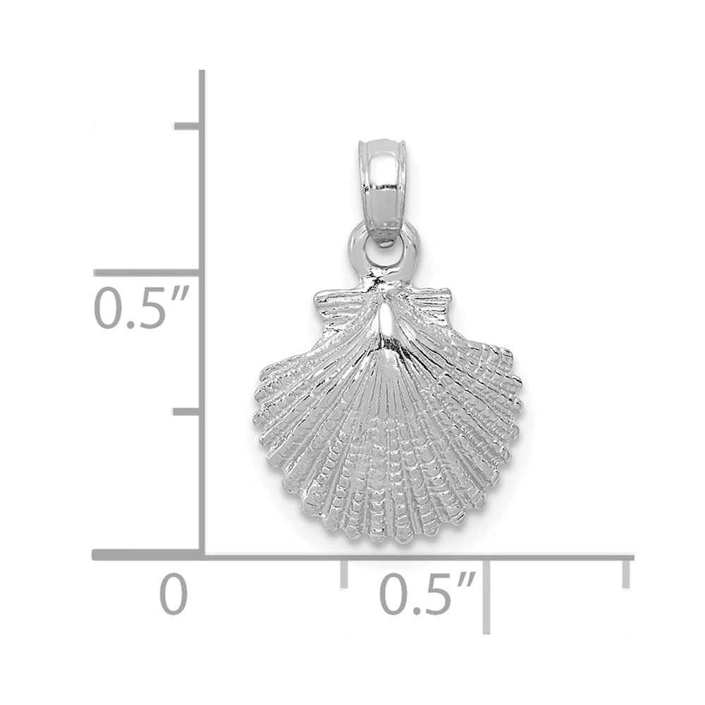 14k White Gold 12 mm Scallop Shell Pendant (1.2 grams)