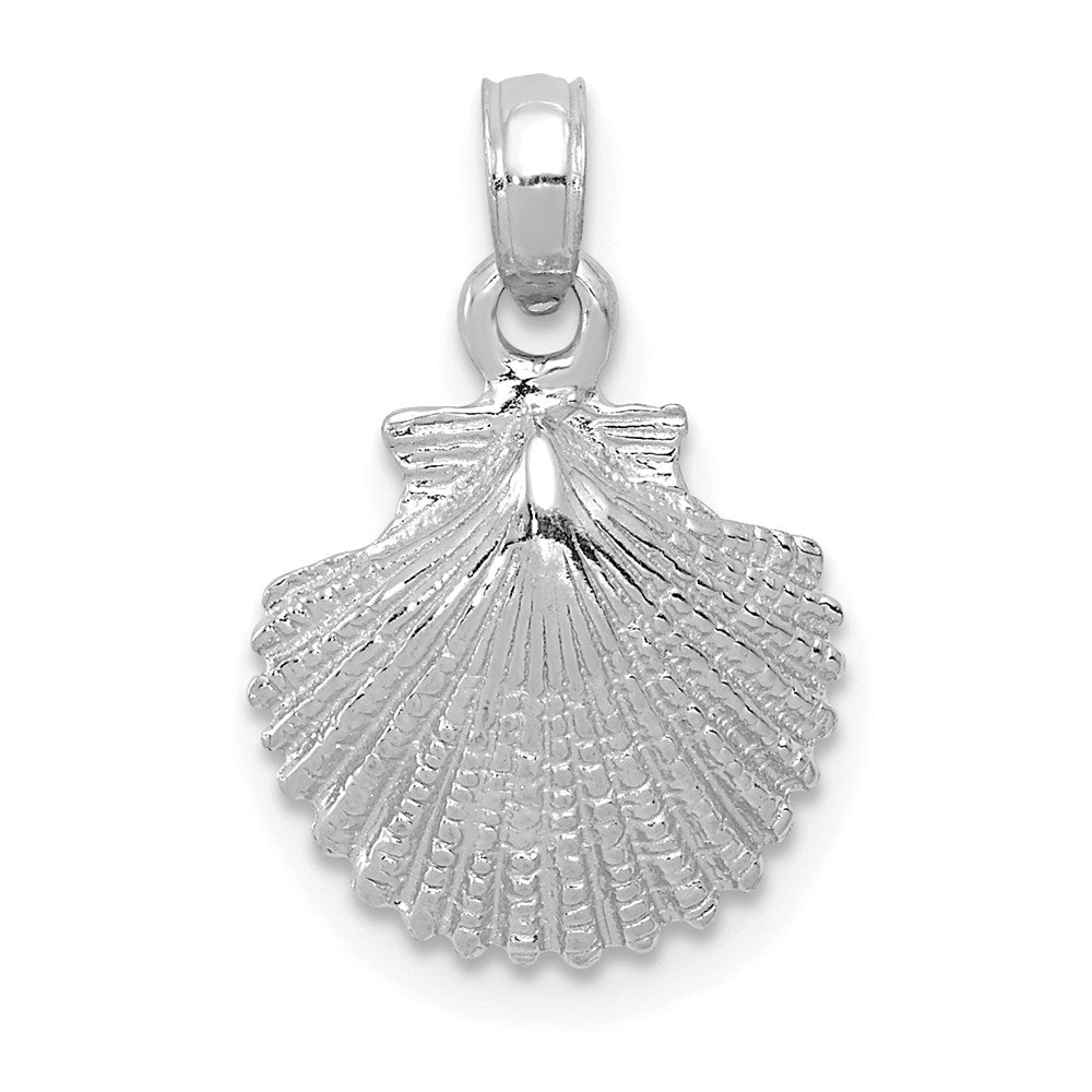 14k White Gold 12 mm Scallop Shell Pendant (1.2 grams)