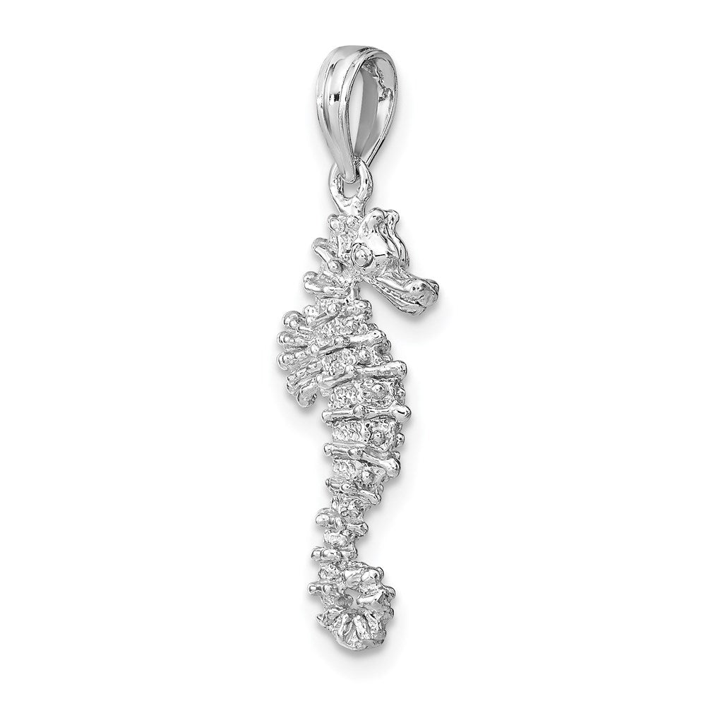 14k White Gold 11.1 mm 3-D Seahorse Charm (2.12 grams)