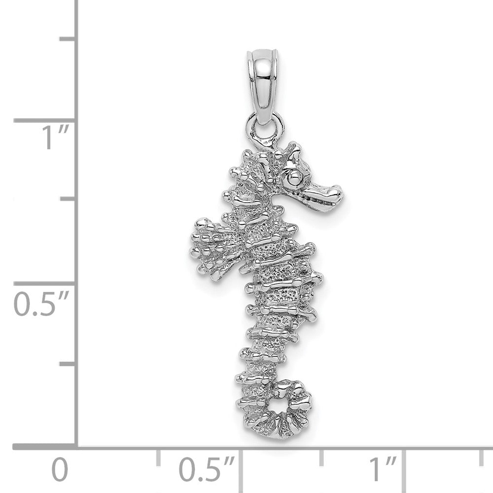 14k White Gold 11.1 mm 3-D Seahorse Charm (2.12 grams)