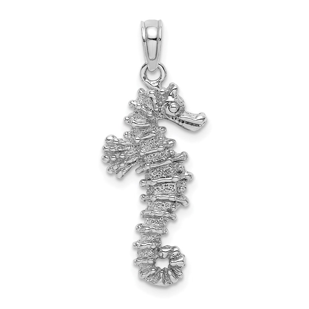 14k White Gold 11.1 mm 3-D Seahorse Charm (2.12 grams)